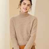 Womens Cashmere Turtleneck Sweater Long Sleeve Folding Collar Sweater